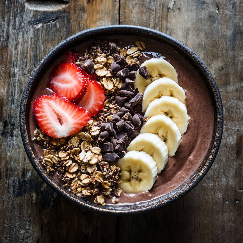 Banana Chocolate Smoothie Bowl: A Decadent, Healthy Treat 6 banana chocolate smoothie bowl with toppings