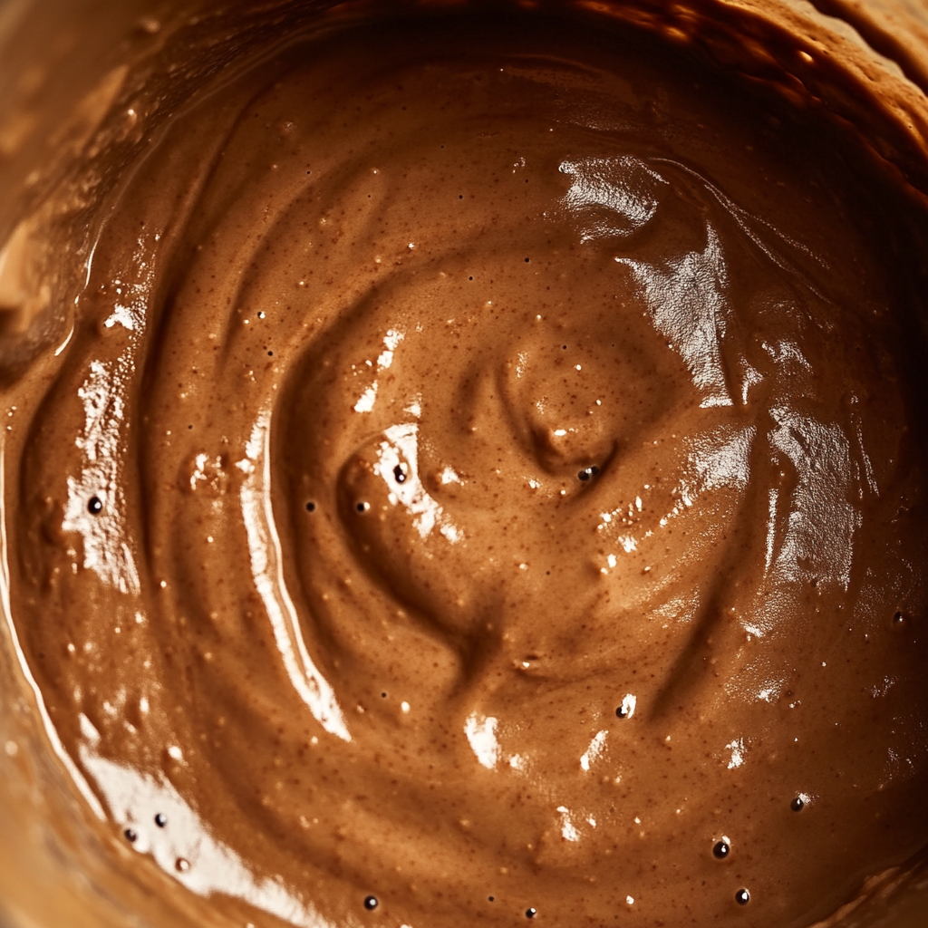 Chocolate Peanut Butter Smoothie Bowl – Creamy, Healthy, and Irresistible 7 Thick chocolate peanut butter smoothie base in blender with visible protein powder and peanut butter swirl