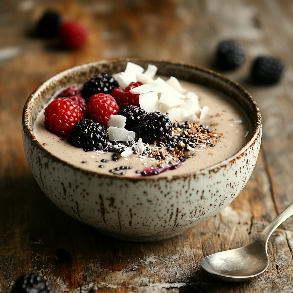 Coconut Berry Smoothie Bowl – A Creamy, Fruity Morning Treat 7 served coconut berry smoothie bowl with toppings