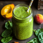 Healthy Green Smoothie: A Delicious Way to Boost Your Day 5 Green smoothie served with fresh fruit and greens